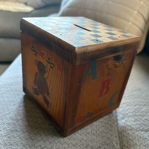 Vintage wooden kids bank